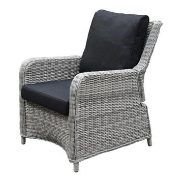 Bilbao lounge tuinstoel verstelbaar wit grijs, Tuin en Terras, Ophalen of Verzenden, Nieuw, Wicker
