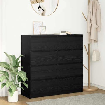 vidaXL Dressoir 100x35x99 cm spaanplaat zwart eikenkleurig, Verzenden, Nieuw, Overige houtsoorten, Minder dan 50 cm