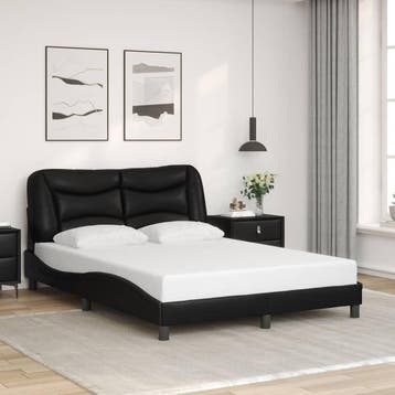 vidaXL Bedframe zonder matras Hvar kunstleer zwart 120x200, Huis en Inrichting, Slaapkamer | Bedden, Overige materialen, Verzenden