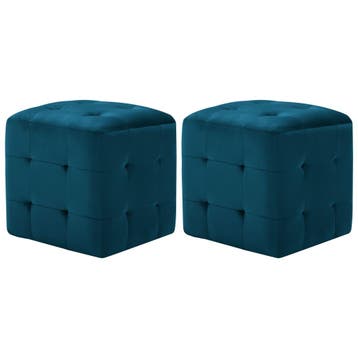 vidaXL Nachtkastjes 2 st 30x30x30 cm fluweel blauw, Overige materialen, Minder dan 45 cm, Verzenden, Nieuw