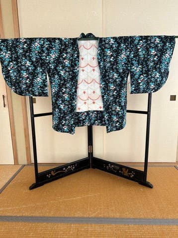 Japanse oude kimono-haori<br>Uniek<br>Bloemmotief<br>Mooi -