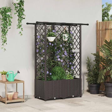 vidaXL Verhoogd Bed met Trellis en Dak Bruin 124 x 40 x 136, Verzenden, Nieuw, Minder dan 60 cm, 60 cm of meer