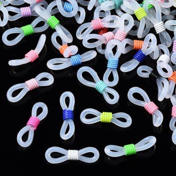 10 x brillenkoord eindje, transparant wit, rubber, 22 x 7..., Ophalen of Verzenden, Nieuw, Draad
