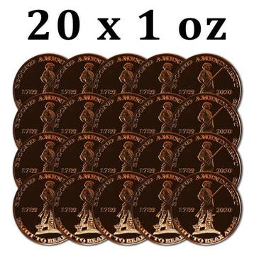 Verenigde Staten. 20 x 1 oz Right to Bear Arms 2nd Amendment