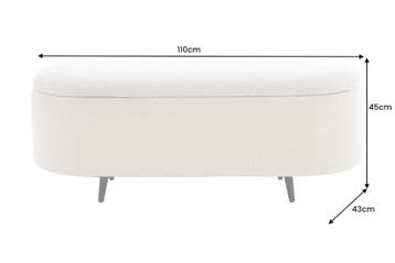 Scandinavische Gestoffeerde Bank VOGUE 110cm wit Bouclé, Ophalen of Verzenden, Nieuw