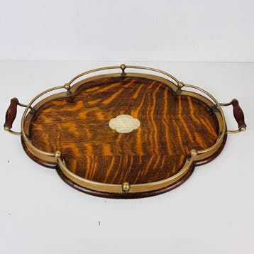 Dienblad - Edwardiaans eiken dienblad met logo 1913 - Hout,