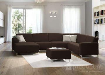 U-Bankstel Kerkdriel - u-banken - Bruin, Nieuw, 150 cm of meer, Stof, 200 tot 250 cm