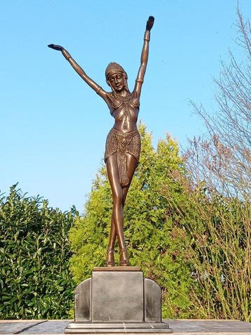 sculptuur, eygptische danderes - 55 cm - brons-marmer