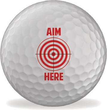Golfballen bedrukt - Aim Here - set van 3, Sport en Fitness, Golf, Ophalen of Verzenden, Nieuw, Bal(len), Overige merken