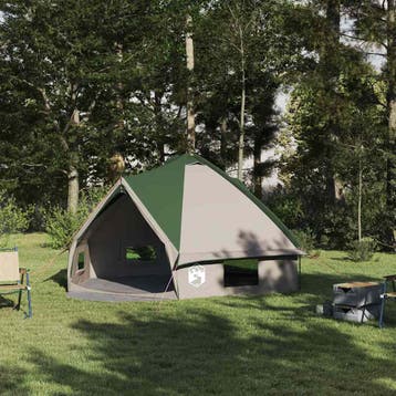 vidaXL Teepee Tent voor 6 Personen 6-persoons Groen en Wit, Verzenden, Nieuw, Tot en met 2