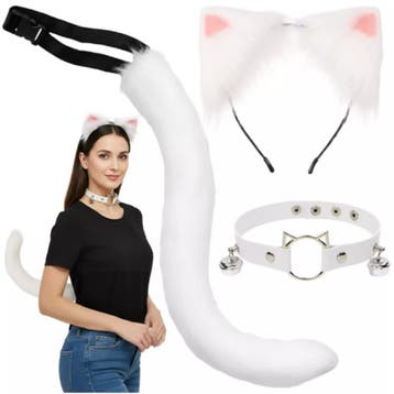Ruhhy Complete kattenaccessoireset met witte oortjes, plu..., Ophalen of Verzenden, Nieuw