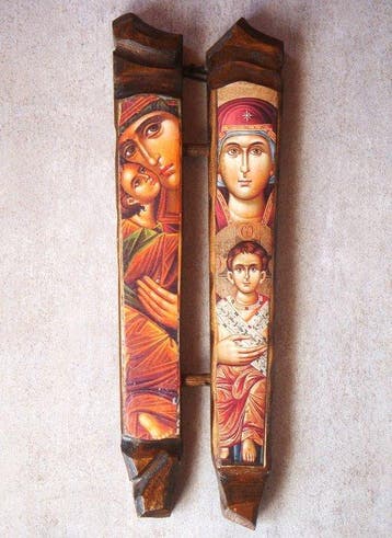 Icoon - Moeder Gods - Hout - Diptych