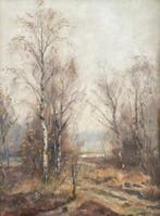 Johan Meijer (1885-1970) - Landschap met berken, Antiek en Kunst