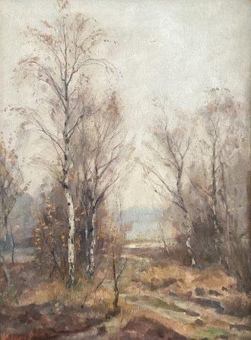 Johan Meijer (1885-1970) - Landschap met berken, Antiek en Kunst, Kunst | Schilderijen | Klassiek