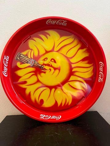 Coca-Cola zonnesymbool metalen serveerblad – opvallend
