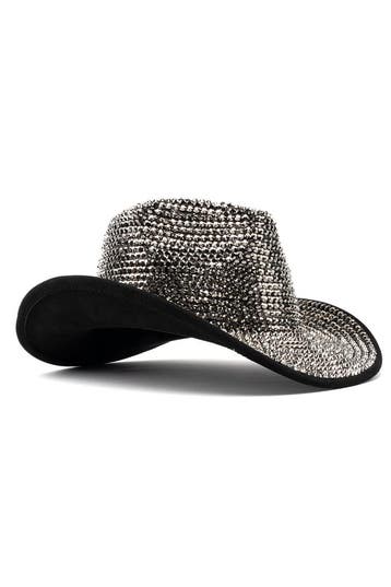 KIMU® Cowboyhoed Grijs Strass Steentjes Grijze Cowgirl Weste, Ophalen of Verzenden, Nieuw, Carnaval