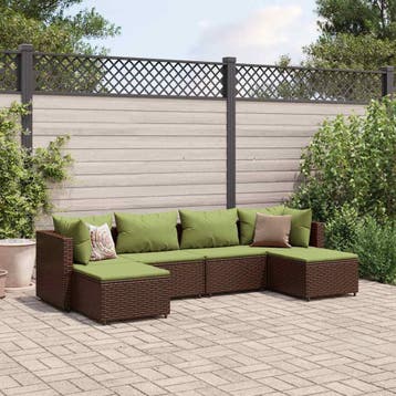 vidaXL 6-delige Loungeset met kussens poly rattan bruin, Verzenden, Nieuw, Loungeset
