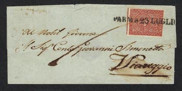 Italiaanse oude staten - Parma 1855/1853 - 25c Bruno Rosso, Gestempeld