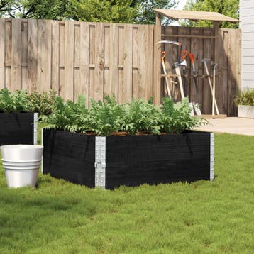 vidaXL Plantenbak 100x100 cm massief grenenhout zwart, Verzenden, Nieuw, Hout