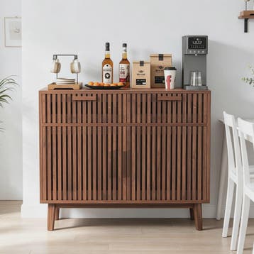 Mid-Century Houten Sideboardkast met 2 Lades en 2 Deuren - S, Verzenden, Nieuw