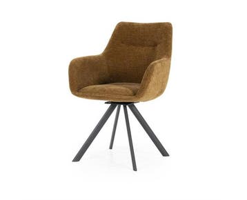 Eetkamerstoel Bliss met armleuning - mustard | BY-BOO, Huis en Inrichting, Stoelen, Ophalen of Verzenden, Nieuw