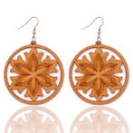 African Print Earrings | Bruine bloemen wooden earrings, Ophalen of Verzenden, Nieuw