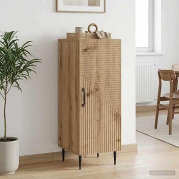 vidaXL Dressoir Artisanaal eiken 33 x 34,5 x 89,5 cm Bewerkt, Huis en Inrichting, Kasten | Dressoirs, Verzenden, Nieuw, Overige houtsoorten