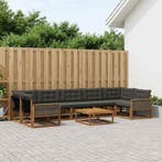 vidaXL Buiten bankenset met kussen 8 pcs Naturel en Zwart, Verzenden, Nieuw