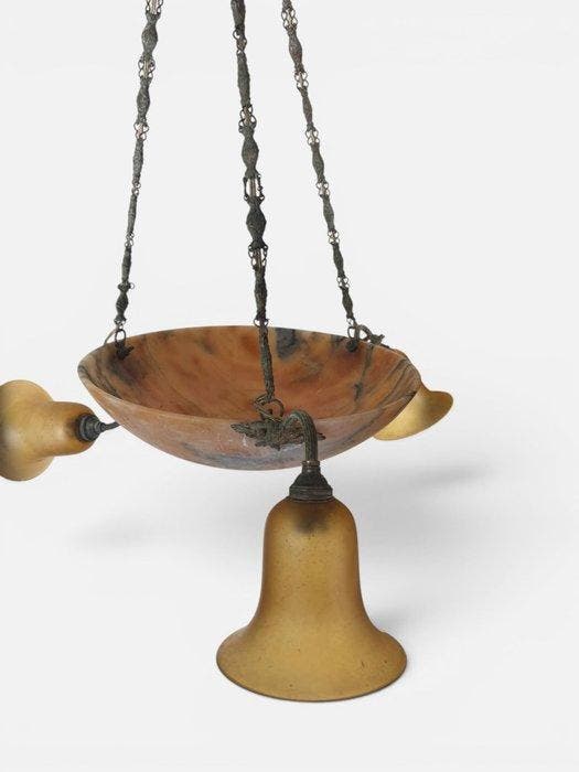 Plafondlamp - Albast, Messing, Antiek en Kunst, Kunst | Designobjecten