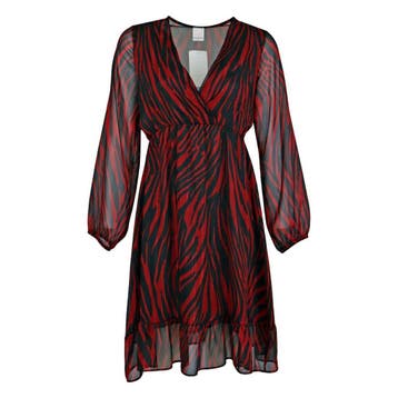 Rinascimento • rode jurk met zebra motief • S, Verzenden, Rinascimento, Nieuw, Maat 36 (S)