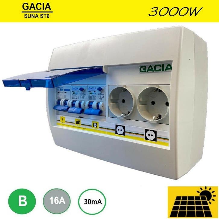 Gacia pv verdeler ST6 SUNA 3000W - 1x ALA B16 + 2x WCD, Doe-het-zelf en Verbouw, Elektra en Kabels, Nieuw, Ophalen of Verzenden