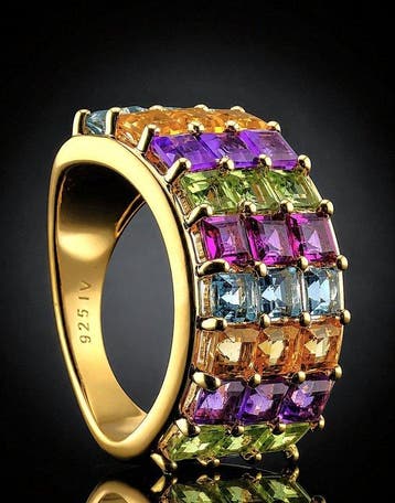 Princess Cut Rainbow Ring - Goud verguld 925 sterlingzilver