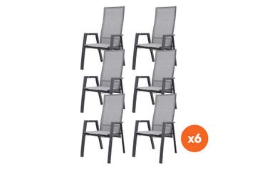 Set van 6 - Azoren verstelbare dining tuinstoelen (incl., Verzenden, Nieuw, Overige materialen