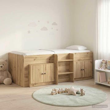 vidaXL Loft Bed Frame met Kast 3 st Artisanaal eiken Bewerkt, Verzenden, Nieuw, Bruin, Hout