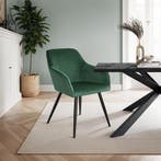 Eetkamerstoel Marilyn fluweellook, zwarte stoelpoten - donke, Huis en Inrichting, Stoelen, Verzenden, Nieuw
