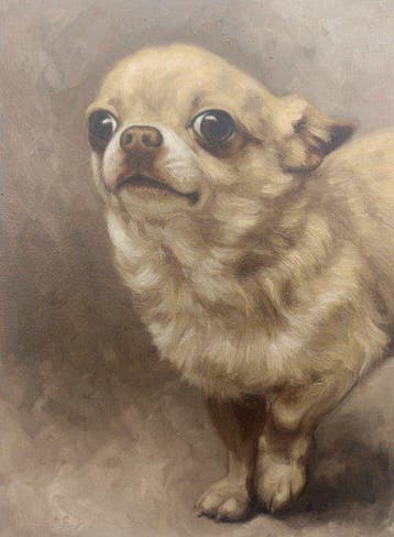 Cirezzi - Retrato al óleo de perro chihuahua curioso