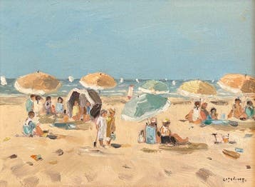 Cor Schaap (1968) - Strandgezicht met parasols