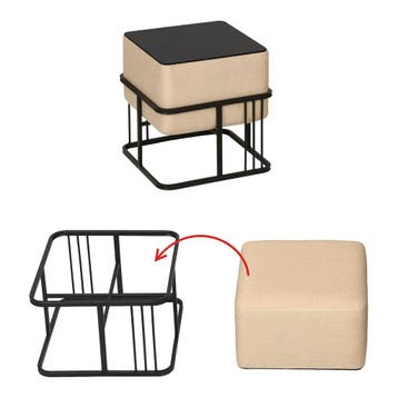 Krukje en bijzettafel Tas vierkant 38x38x38 cm 2-in-1 set be, Verzenden, Nieuw