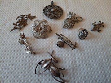 Zilver - Broche - Lot antiek Sieraden, zilv
