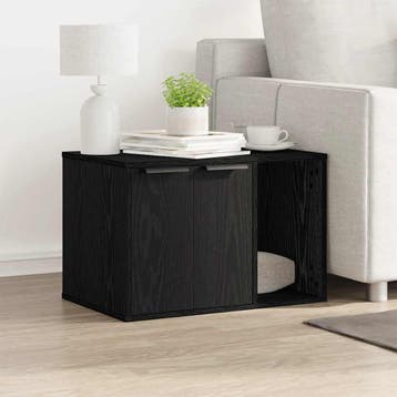 vidaXL Kattenbakomheining zwart eiken 60x40x40 cm bewerkt, Verzenden, Nieuw