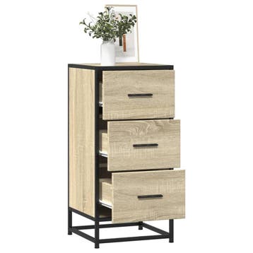 vidaXL Dressoir 35,5x35x76 cm bewerkt hout en metaal sonoma, Minder dan 50 cm, Verzenden, Nieuw, 25 tot 50 cm