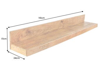 Massieve wandplank MAKASSAR 110 cm naturel mangohout, Ophalen of Verzenden, Nieuw