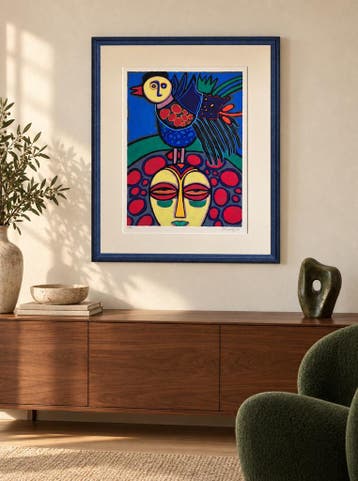 Corneille Masque Africain XL certified XXX/L Certified, Ingelijst, Ophalen of Verzenden, Lithografie, Dieren en Natuur
