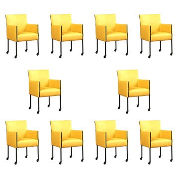Set van 10 Leren eetkamerstoelen More - Toledo Giallo, Huis en Inrichting, Stoelen, Ophalen of Verzenden, Nieuw, Leer