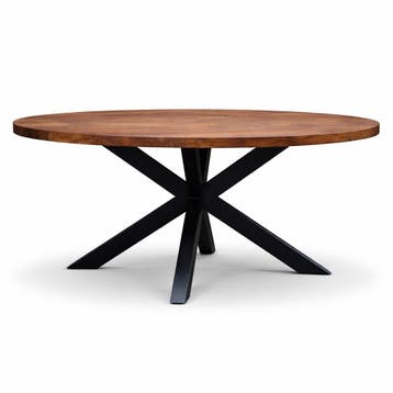 Eettafel Oscar Rond Ø160cm Mango Walnoot, Ophalen of Verzenden, Nieuw