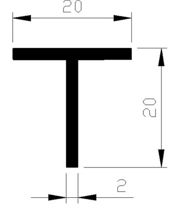 OUTLET Aluart T-profiel alu brute 20x20x2mm - 3 meter, Ophalen of Verzenden, Nieuw