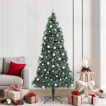 vidaXL Kunstmatige voorverlichte kerstboom met ballenset, Verzenden, Nieuw
