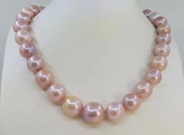 Halsketting - 14 karaat Witgoud - 12×16 mm Edison Pearls, Nieuw