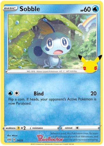 Sobble 24/25 Promo 25TH ANNIVERSARY MC DONALDS, Ophalen of Verzenden, Nieuw, Losse kaart, Foil