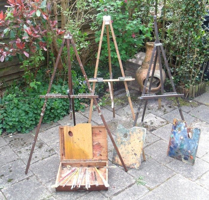 Schildersezel (3) - Hout - Schildersezels - en kist, Antiek en Kunst, Curiosa en Brocante